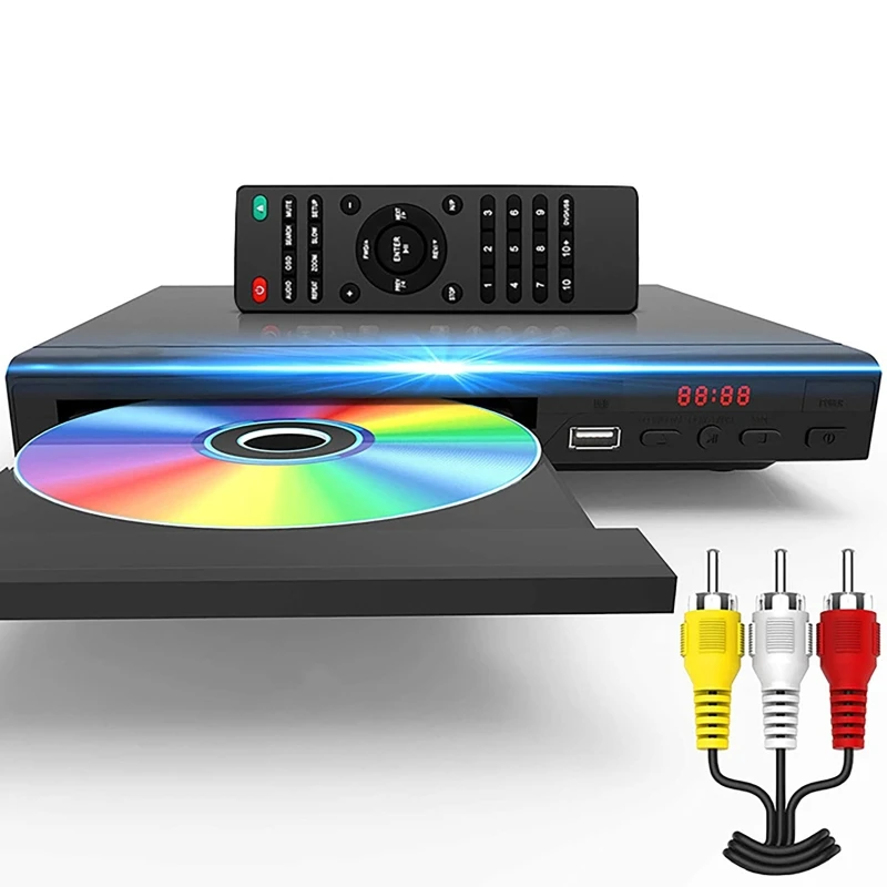 DVD Player for TV, All Region Free DVD CD Discs Player AV Output Built-in PAL NTSC USB Input Remote Control