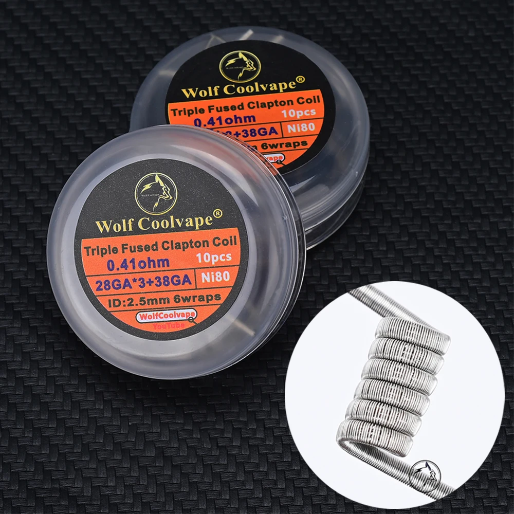 2 صندوق Wolfcoolvape MTL ملف كلابتون المنصهر - A1/SS316L/Ni80 لـ RDA Vape RTA، ثلاثي منصهر، MTL كلابتون