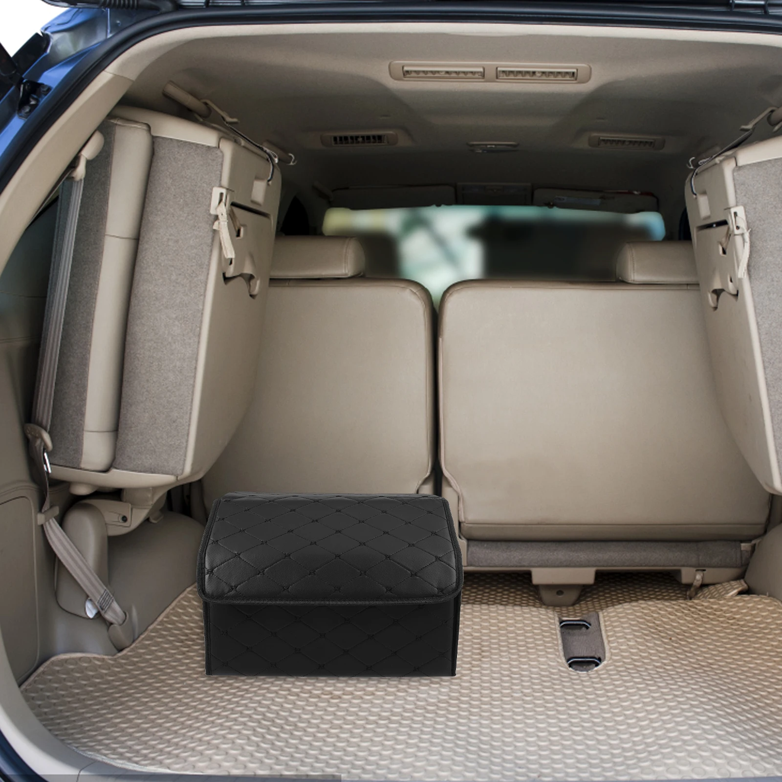 

Premium Foldable Car Trunk Organizer Box Large Storage Bin Durable Artificial Compatible For Vehicle Trunk
