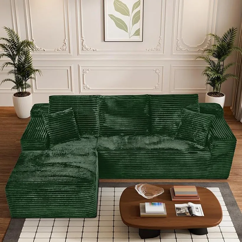 

# Fabric Plush Reclining L-Shape Sofa Compressed Fabric Apartment Hotel Use