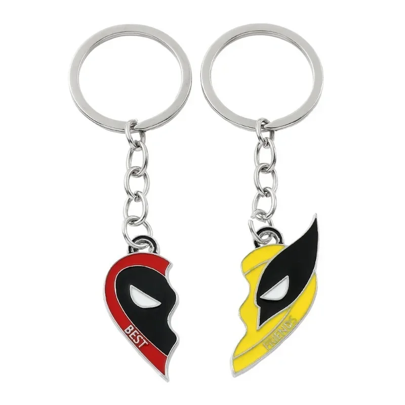 Marvel Deadpool Wolverine Keychain Fashion Cartoon Anime Deadpool Wolverine Alloy Key Ring Schoolbag Decoration Jewelry Gift