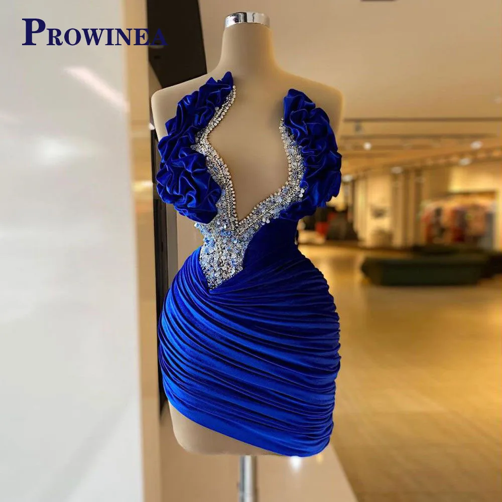 Prowinea Delicate Sheath Homecoming Dresses Cut-out Flower Crystals Pleat Bodycon Zipper Robe de Soiree Customized Plus Size