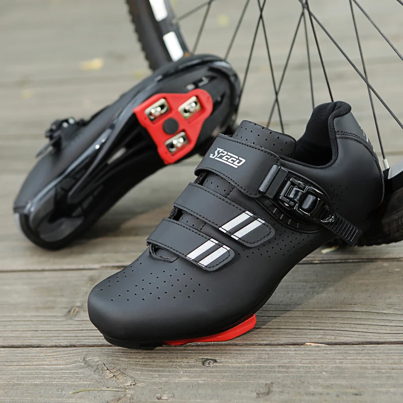 Herren-Radschuhe, kompatibel mit Peloton Indoor-Fahrradpedalen, Clip-On-Straßenradschuhe, vorinstalliert mit Look Delta Cleats – Detail 3