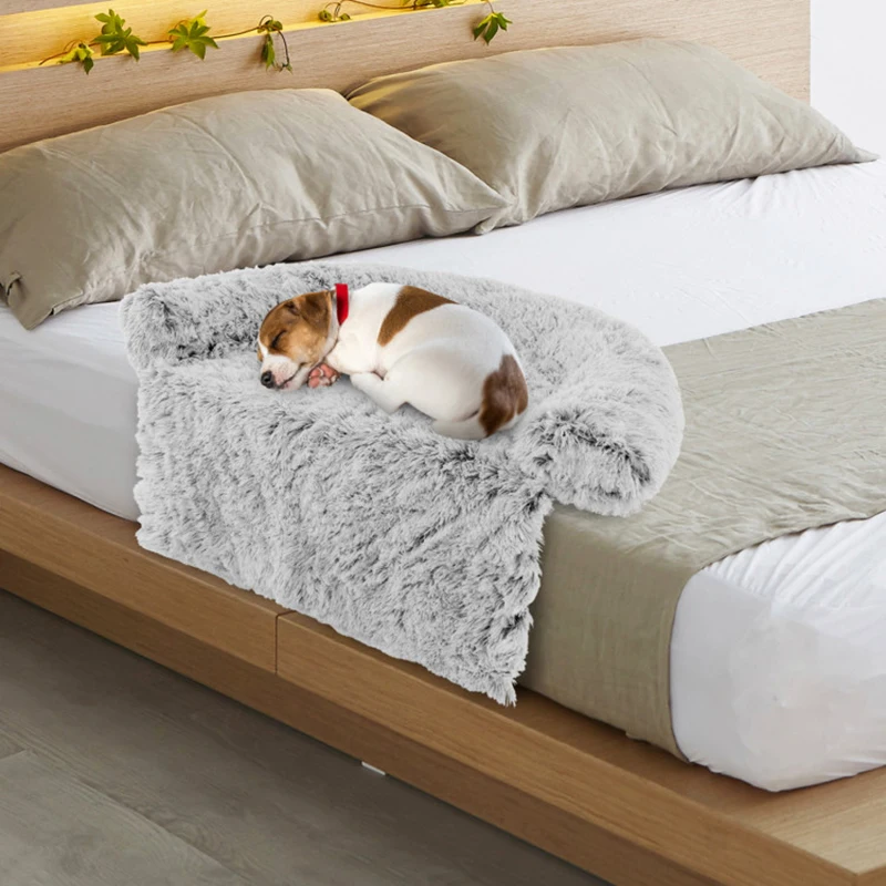 Soft Cozy Pet Dog Bed with Removable Washable Cover Furniture Protector Plush Calming Dog Couch Bed with Anti-Slip Bottom