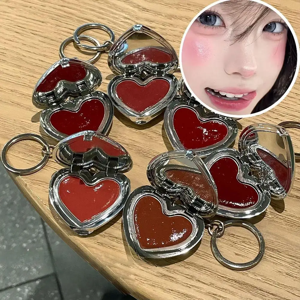 Bálsamo de maquiagem multifuncional em formato de coração 3 em 1, acabamento úmido a nebuloso, beleza portátil, lábios em forma de coração