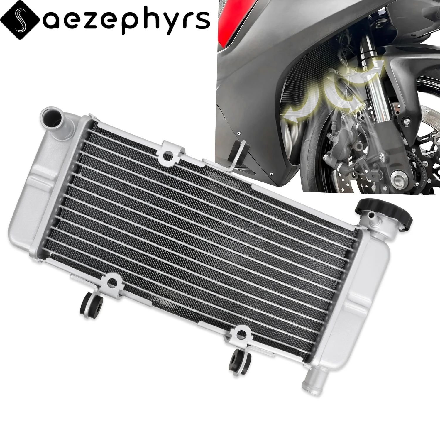 Motorcycle Water Tank Radiator Engine Cooler Cooling Aluminum Chrome For Honda CBR300R 2015-2022 CB300F CBR250R ABS 2011-2018