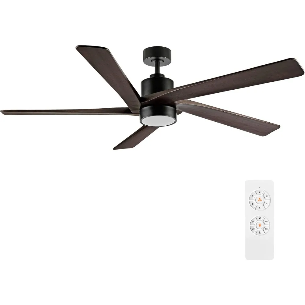 54 Inch DC Ceiling Fan with Lights and Remote Control,  6-Speed Noiseless DC Motor, Modern Ceiling Fan in Matte Black Finish