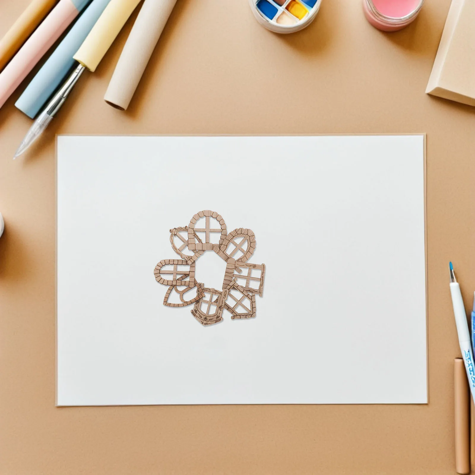 100 pçs mini conjunto de janela de madeira sem pintura porta do jardim de fadas molduras em branco diy artesanato acessórios casa de fadas ornamentos em miniatura