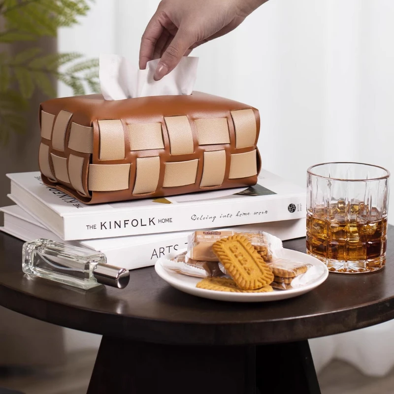 Kitchen Wet Wipes Tissue Boxes Toilet Simplicity Desktop Office Tissue Box Coffee PU Leather Home Storage Caixa De Tecido MHZJH