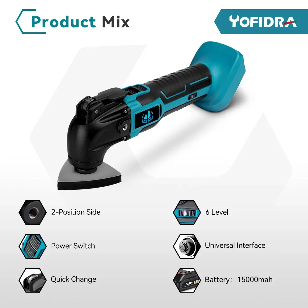 Imagem -03 - Oscilante Multi Ferramenta 20000opm sem Fio Elétrica Carpintaria Corte Viu Ferramenta Decoração para Casa para Makita 18v Bateria 600w