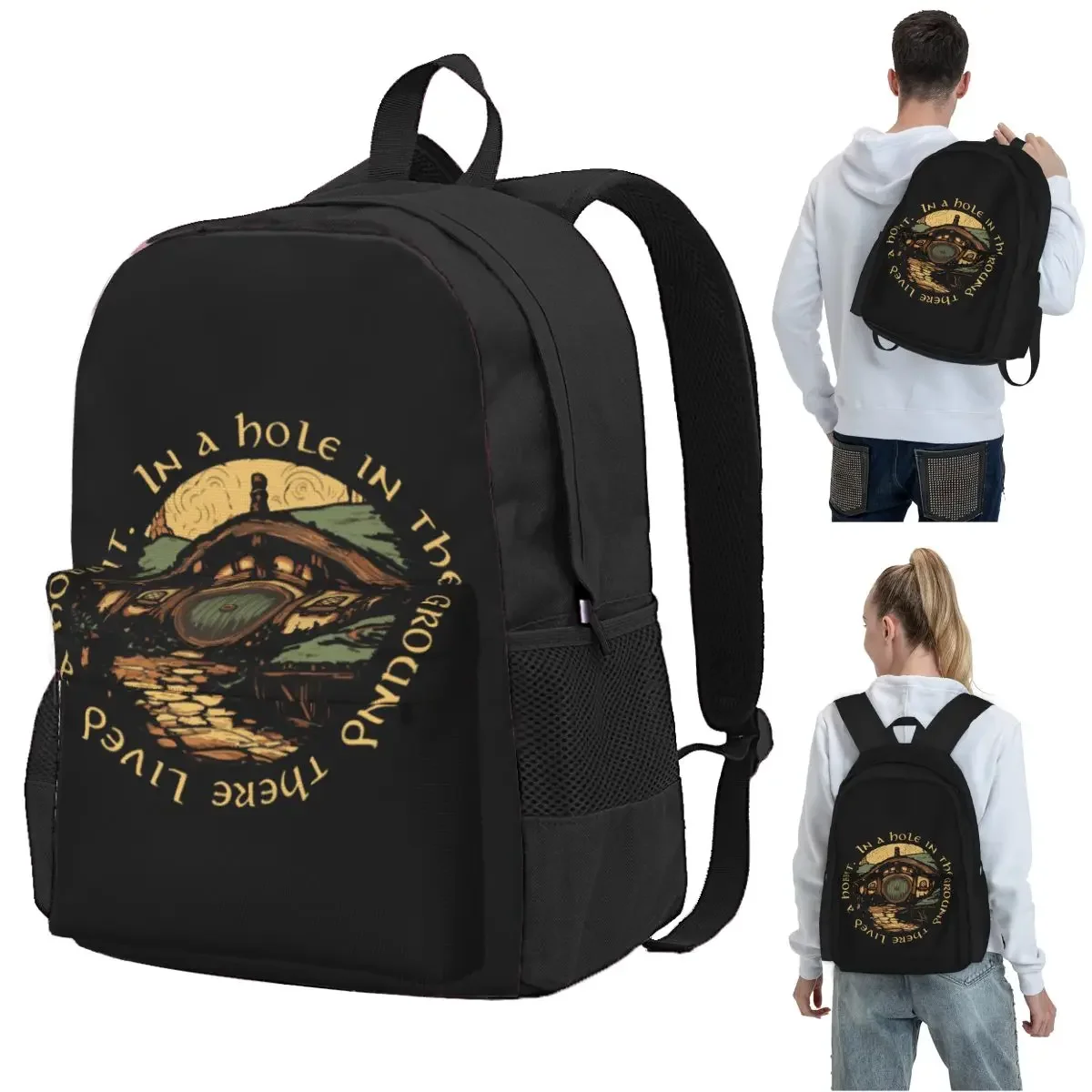 In A Hole In The Ground There Lived A Hobbit Backpack Student BookBag Children School Bag Computer Shoulder Bags for Men Women