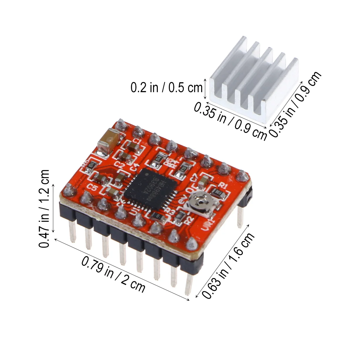 3 pcs A4988 Stepper Motor Driver Module Heat Sink For 3D Printer Reprap Engraving Machine Stepper Pololu Sixteenth
