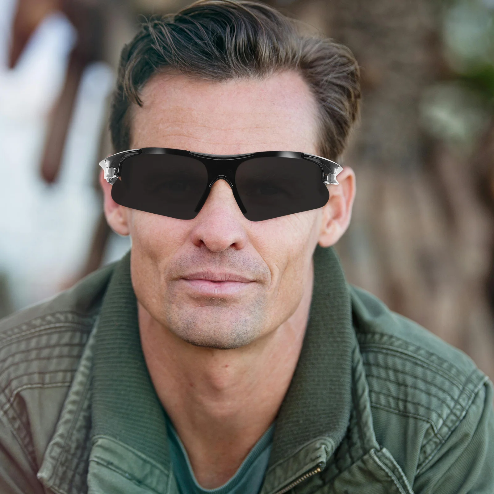 قطعتان من النظارات الشمسية الرياضية للرجال لركوب الدراجات والدراجات النارية وحماية من الأشعة فوق البنفسجية 400 خفيفة الوزن ومقاومة للرياح في الهواء الطلق للرجال