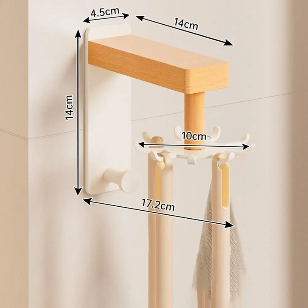 No Drilling Needed Rotating Kitchen Hook Rack 8-Claw Design Rotating Hook Multifunctional Utensil Organizer Wall-Mounted