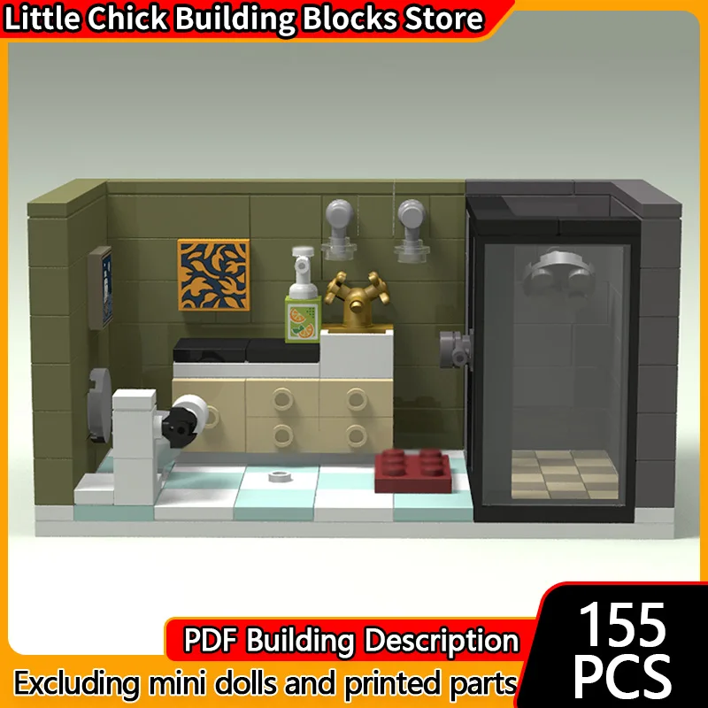 

City Street View Model MOC Building Bricks Family Bathroom Scene Modular Technology Gifts Holiday Assemble Children Toys Suit