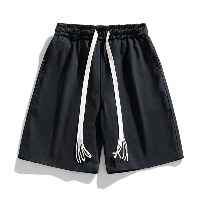 New Men'S Summer Fashion Elastic Waist Versatile Trendy Casual Sports 5-Point Pants Youth Handsome Loose Cotton Beach Shorts