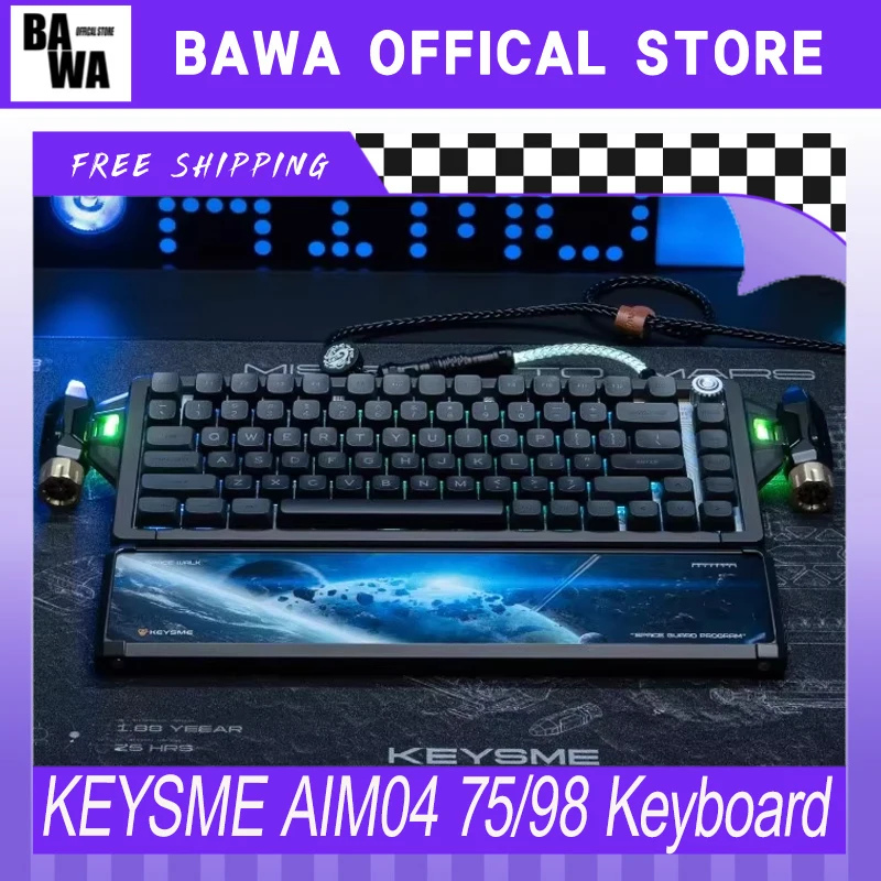 Keysme aim04 75/98 teclado mecânico de três modos teclado sem fio alumínio cnc teclado para jogos personalizado acessórios para jogadores de computador