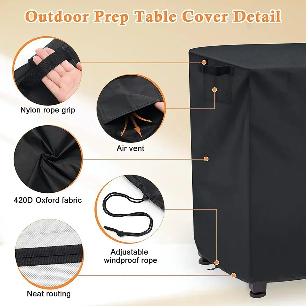 Waterproof Outdoor Prep Movable Dining Cart Pizza Oven Patio Grill Table Cover For Patio Outdoor Kitchen BBQ Gas Grill Cover