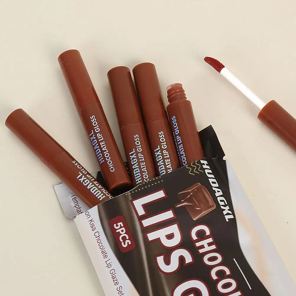 Chocolate Lip Glaze Set Velvet Matte Lipstick Long-lasting Rich Cream Lipstick Milk Coffee Lip Color Makeup Liquid Lip Gloss Set
