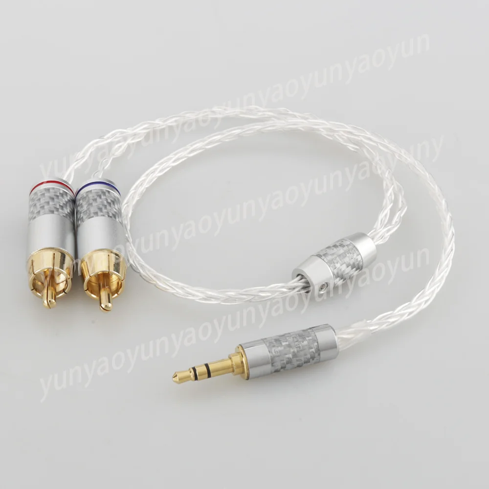 3.5mm To 2RCA Male HiFi AUX Y Splitter Audio Cable for Home Theater Amplifiers