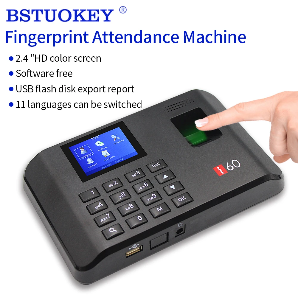 110V-240V RFID Electric Inspection Biometric Attendance Machine USB Fingerprint Time Clock in for Employees Exit Data Recorder