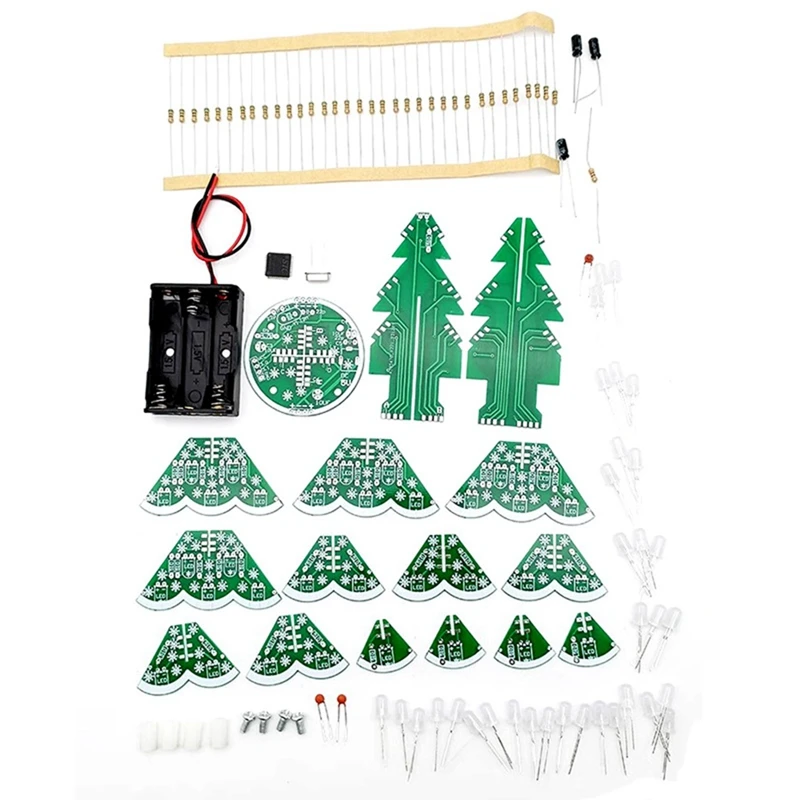 Kit DIY de LED de árbol de Navidad estéreo 3D, Kit de circuito de Flash LED rojo/verde/amarillo para aprendizaje de práctica de soldadura electrónica