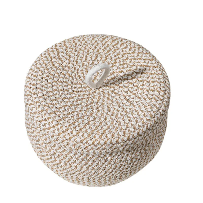 Circular Storage Basket Cotton Rope Cover Storage Box Snack Basket Egg Basket Miscellaneous Basket Storage