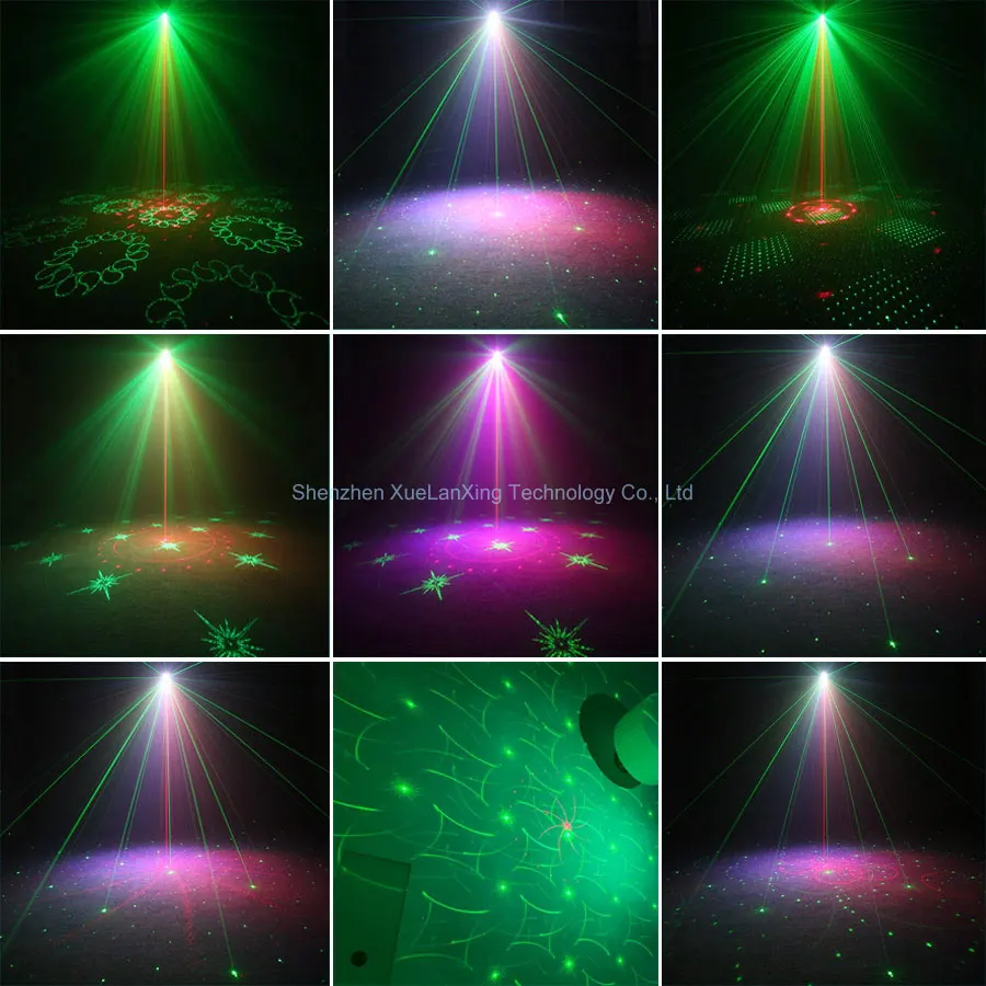 حفلة ديسكو DJ ضوء الليزر R & G العارض 60 أنماط RGB LED المنزل الرقص الزفاف عيد ميلاد المرحلة الإضاءة تأثير مصباح MN200