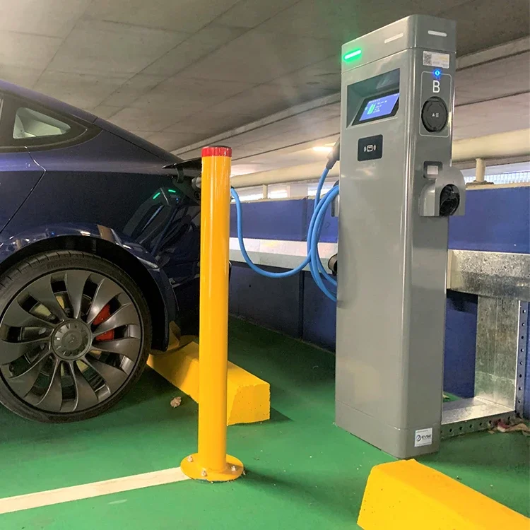Commercial Floormount EV Charger Station App Control 7kW 22kW OCPP1.6J Level 2 Dual Guns CCS2  Charging Pile EV Charging Station
