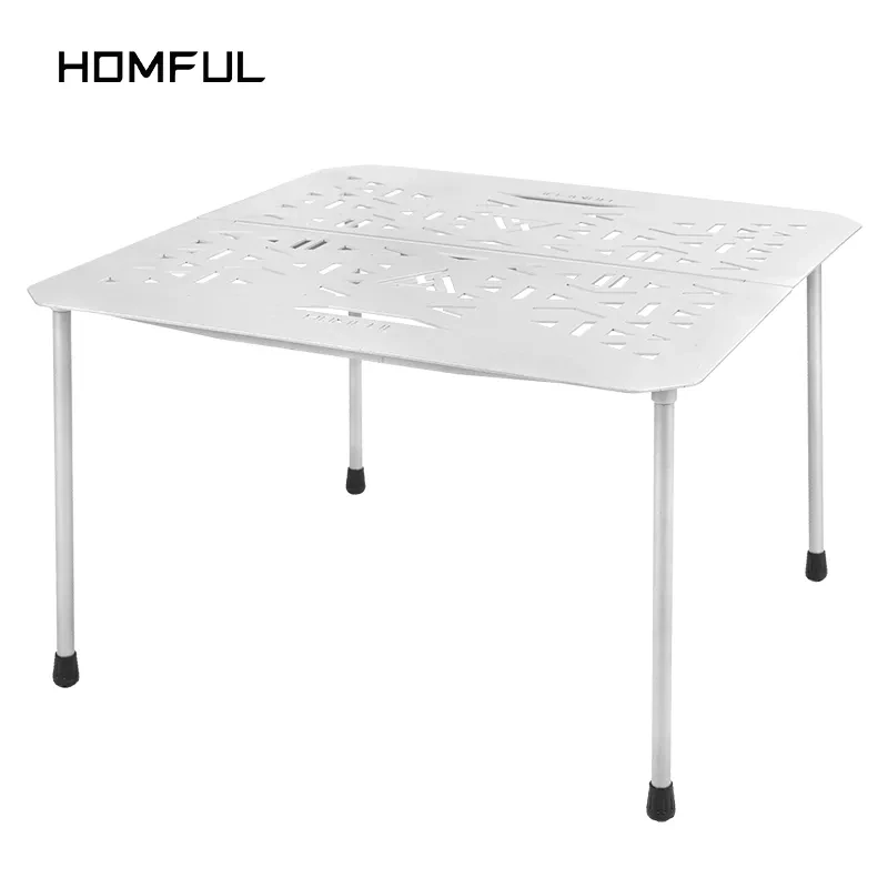 Homful Outdoor Furniture Stainless 4-6 Person Table Steel Portable Camping Folding Table Set