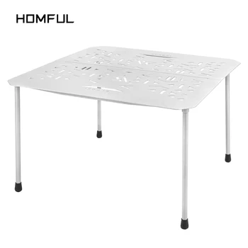 Homful-ステンレス鋼のキャンプテーブルセット、屋外用家具、鋼、ポータブル、折りたたみ式、4-6人