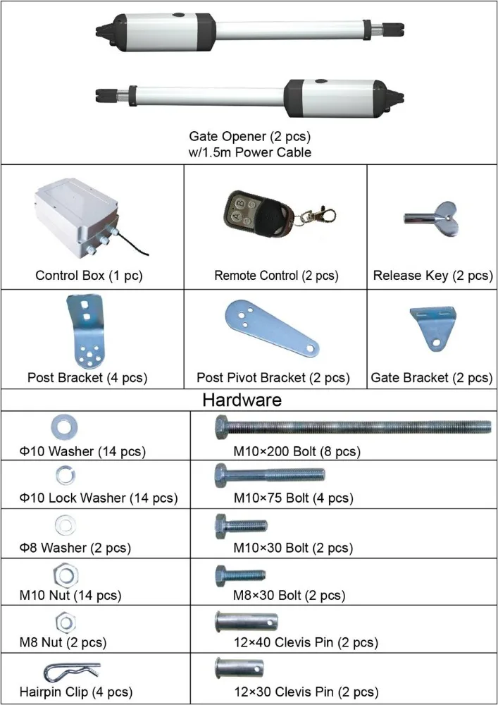Small Automatic Linear Swing Gate Openers with Remotes
