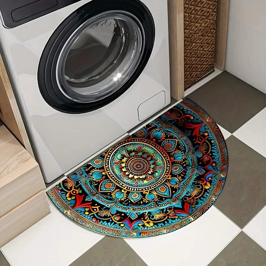 Bohemian Mandala Wall Decor Half Round Carpet Mat Gold Rug Premium Home Decoration Living Room Bedroom Welcome Mat