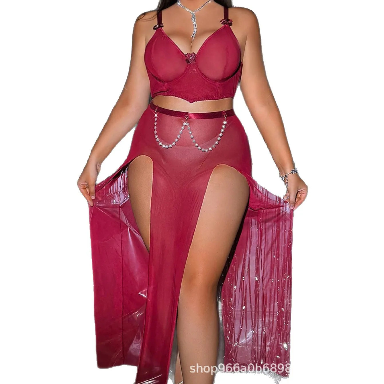 Plus Size Women's Sexy Two Pieces Lingerie Sets Large Lady Godness Fliter Nightwear Adult Exotic XXXL Naugty Costumes