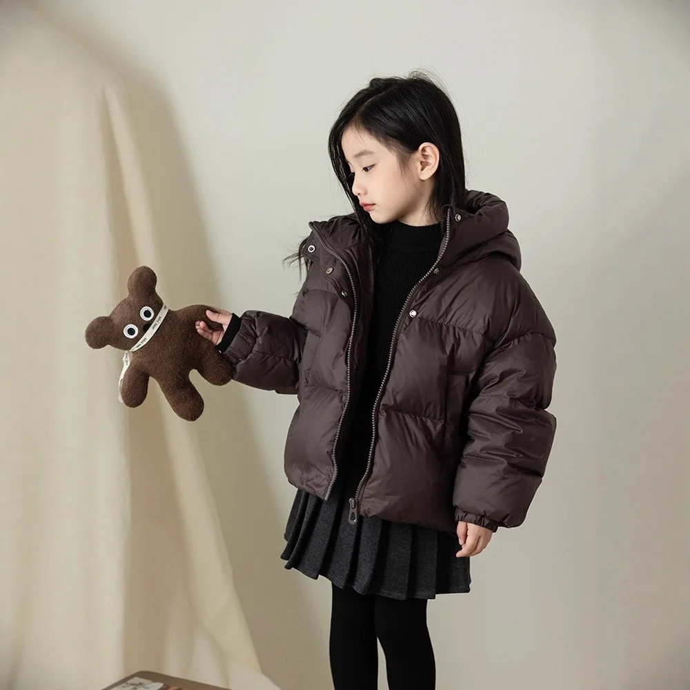 الشتاء الاطفال الفتيات الدافئة أسفل معاطف الخريف الأطفال القطن وسادات مبطنة الفتيان الفتيات ملابس الطفل مقنعين ملابس خارجية 3-12 سنة