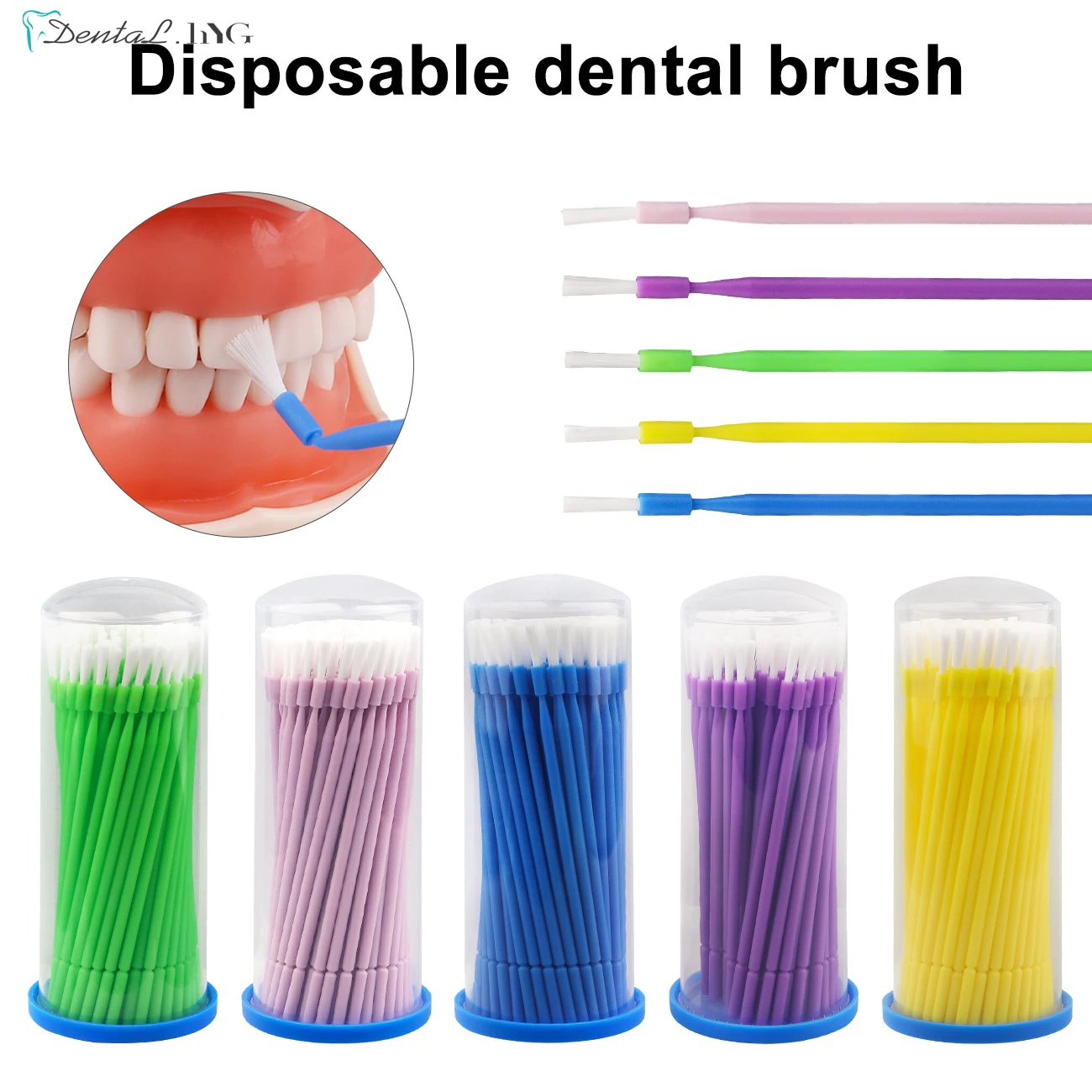 100pcs Dentistry Long Micro Brush Bendable Teeth Whitening Dental Micro Applicator Brushes  Disposable Materials