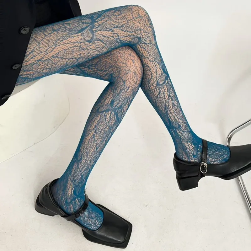 

Schoolgirl's Fishnet Tights 2025 New Y2K Fashion Bow Lace Stockings Colorful Hollow-Out Pantyhose Alternative Girly Legwear