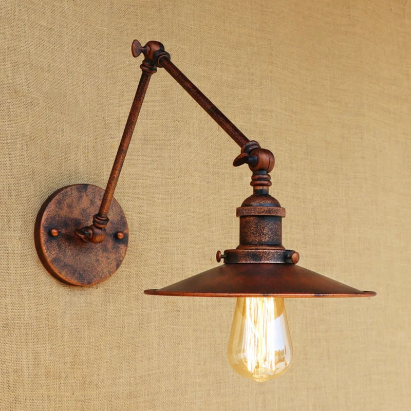 

Loft metal wall lamp LED adjustable lights iron lampshade for living room bedroom restaurant luminaire