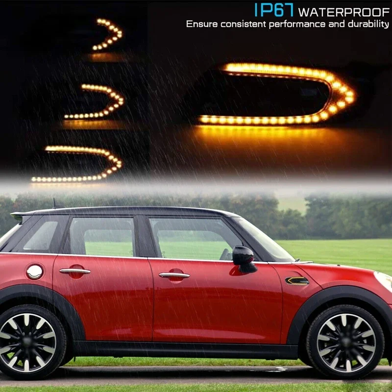 Sequential Amber LED Fender Side Marker Lights for BMW Mini Cooper Hatchback F55 F56 Convertible F57 2014-2020