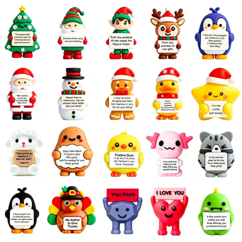 2026 Hot 2-18PCS Christmas Desktop Mini Figures Santa Elf Snowman Reindeer Doll Xmas Home Table Ornament Holiday Gift