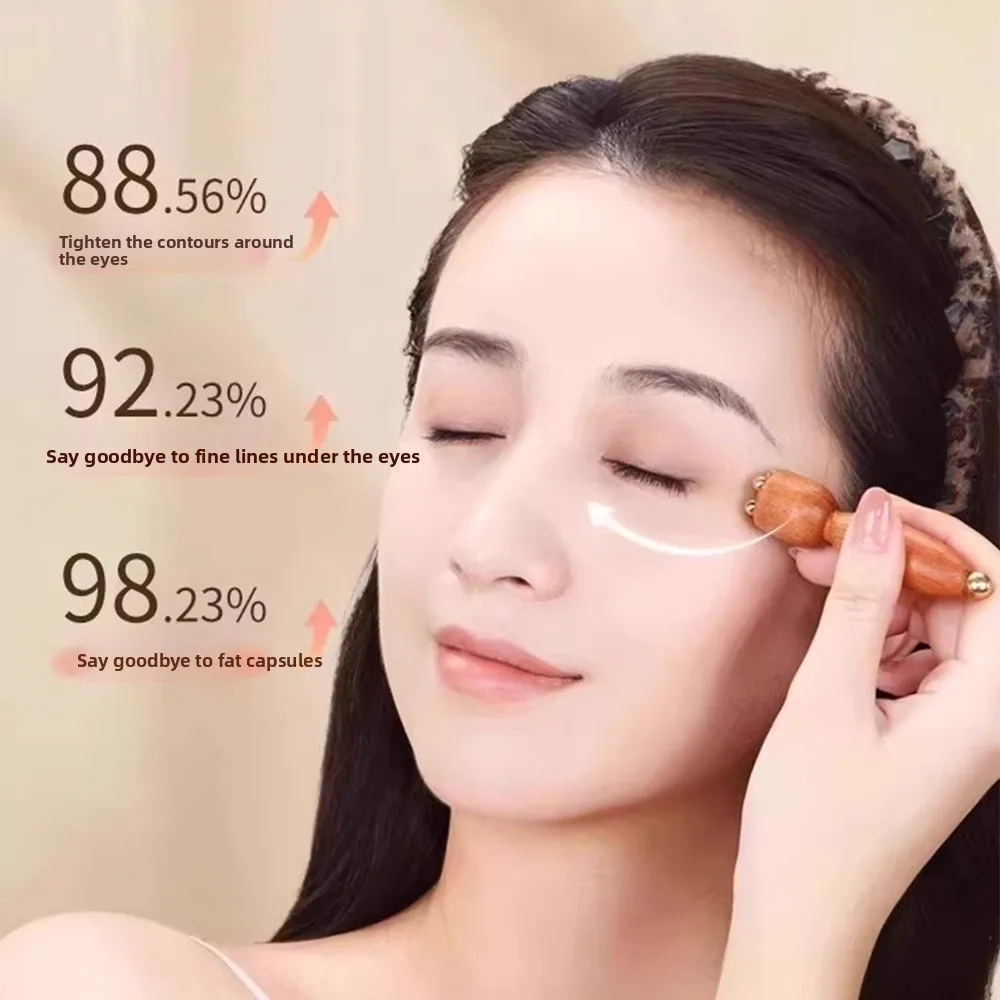 

Новый роликовый массажер для глаз Lotus Pod, 5-зубчатый деревянный скребок для глаз, сухожильная палочка, мини-инструмент для ухода за кожей для снятия усталости лица