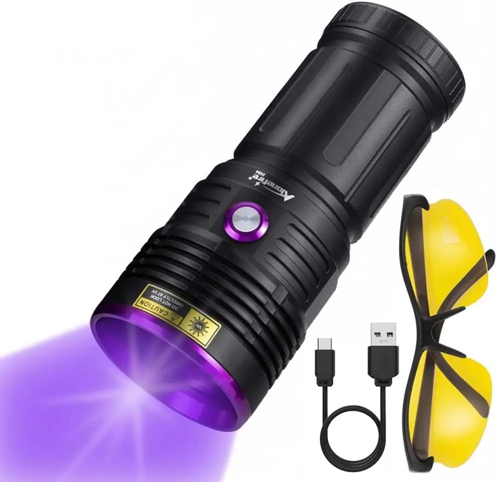 

45W USB-C Rechargeable UV Flashlight for Pet Urine Detection, Resin Curing, Scorpion Hunting & Minerals