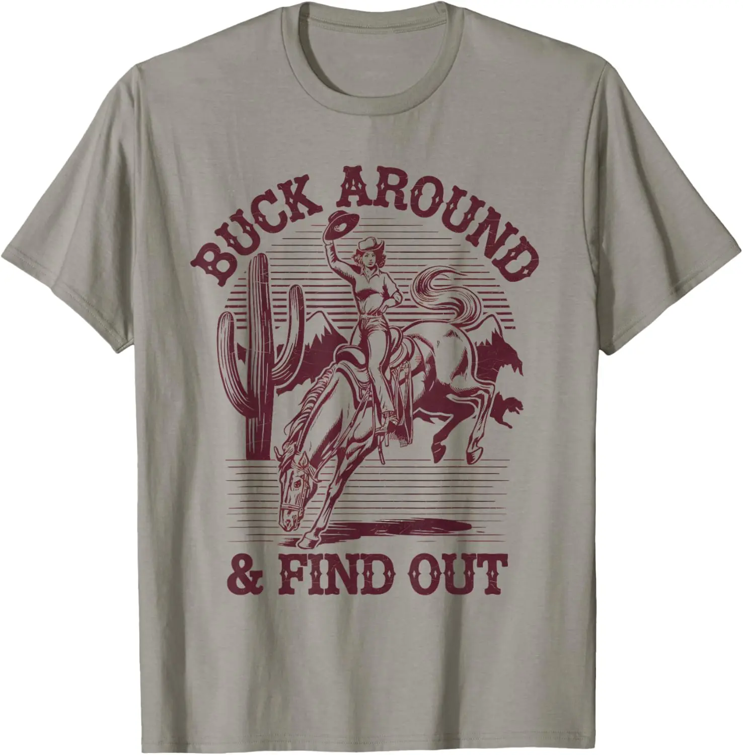 

Buck Around and Find Out Cowgirl Horse Riding Graphic Tee Breathable Cotton Western T-Shirt for Women