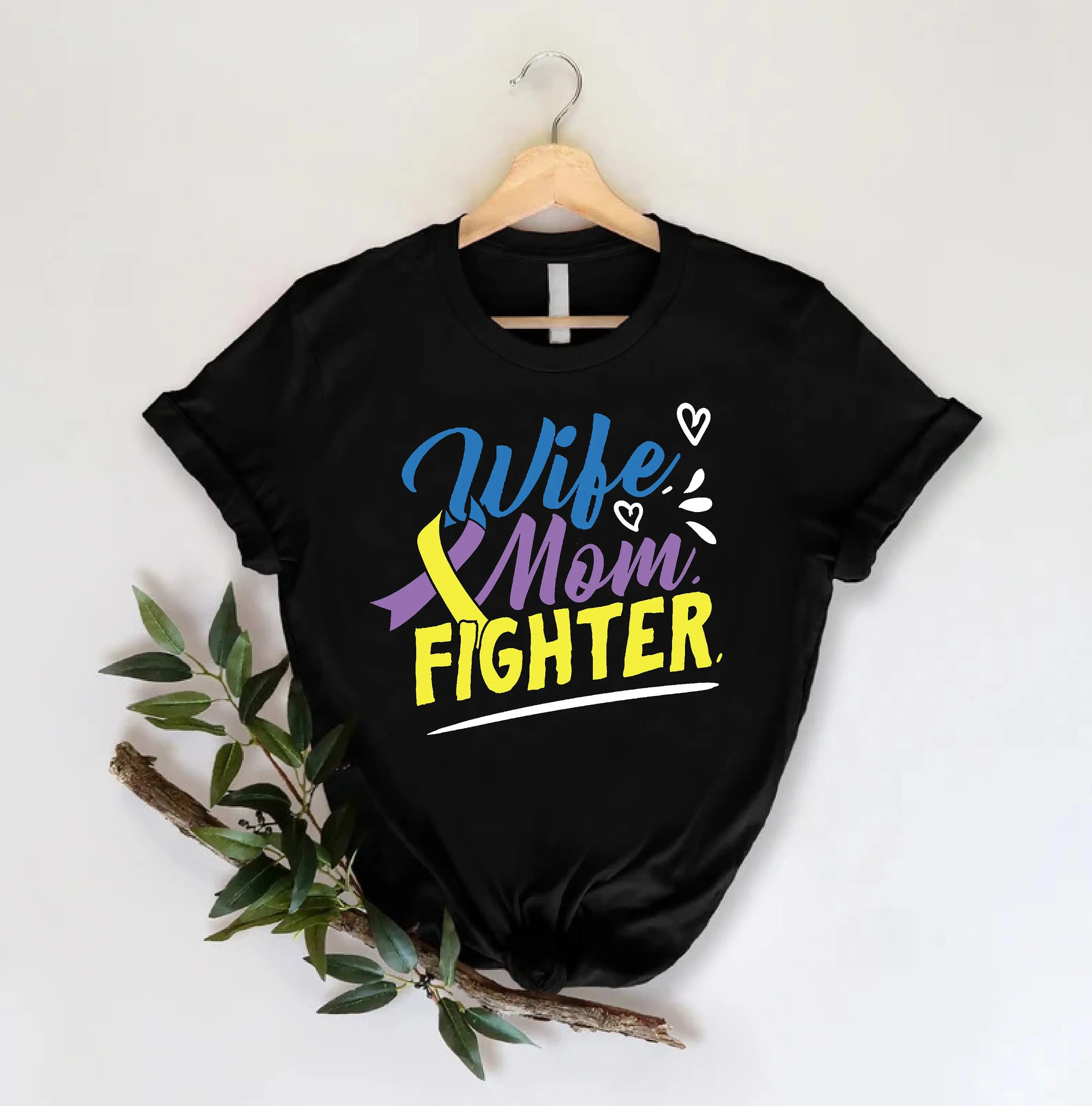 Bladder Cancer Wife Mom Fighter T shirt Awareness Ribbon Survivor and