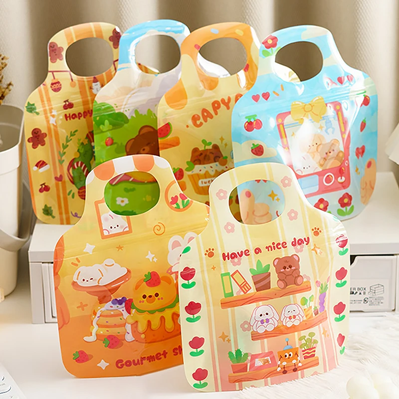 10PCS Plastic Portable Cartoon Schoolbags Sweets Snack Sealing Pockets Wedding Children's Birthday Party Creative Gift Bag