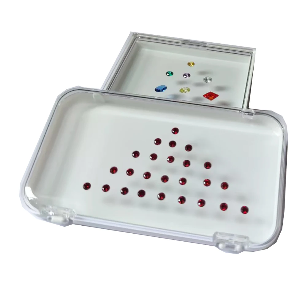 

Adhesive Gemstone Box Transparent Stone Storage Display Case Loose Diamond Packaging Showcase Sticky Gem Charms CVD Tray 2Pcs