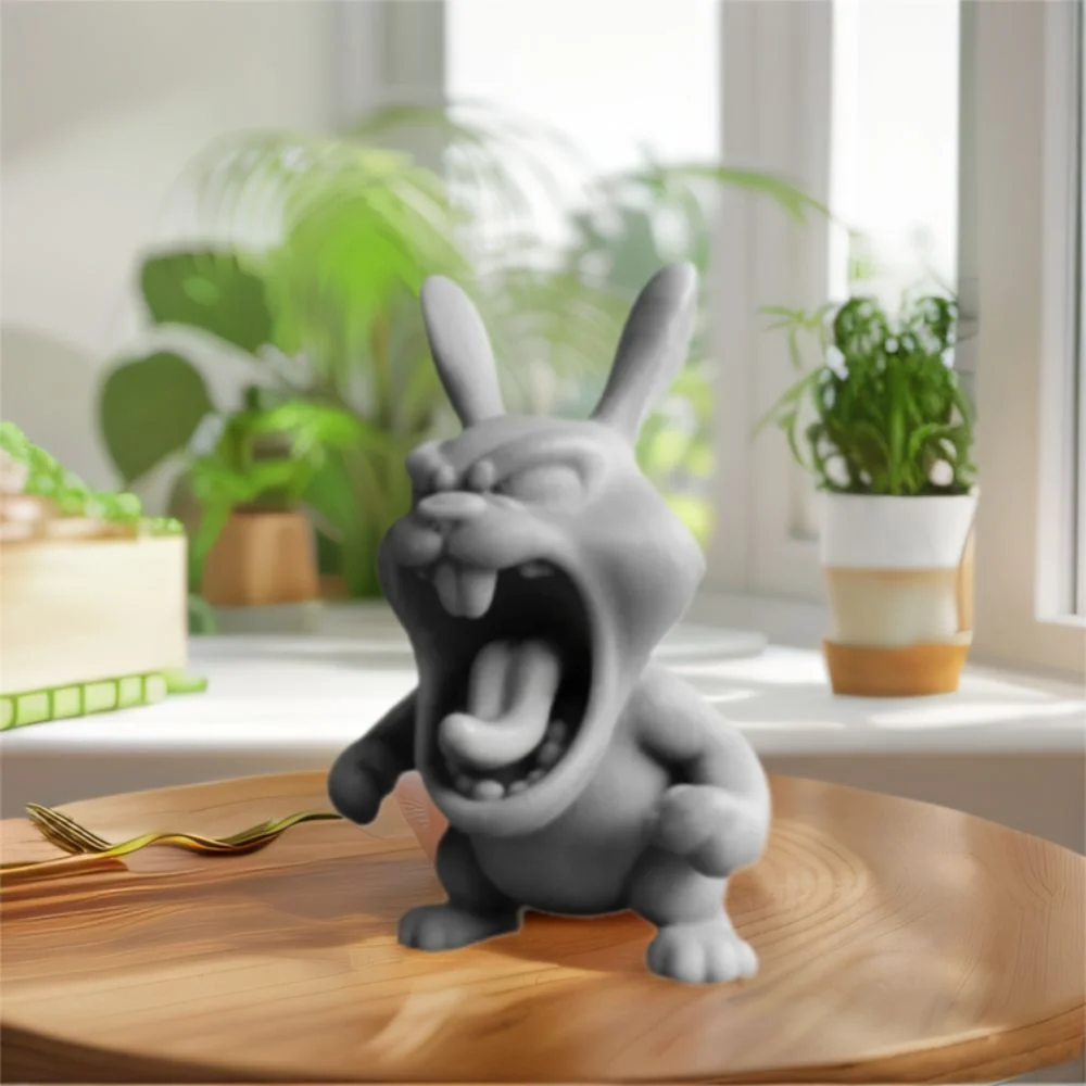 

3D Printed Roaring in Anger Animal Statue Cartoon Rabbit Shark Elephant Dog Figurine Lifelike Animal Model Ornament
