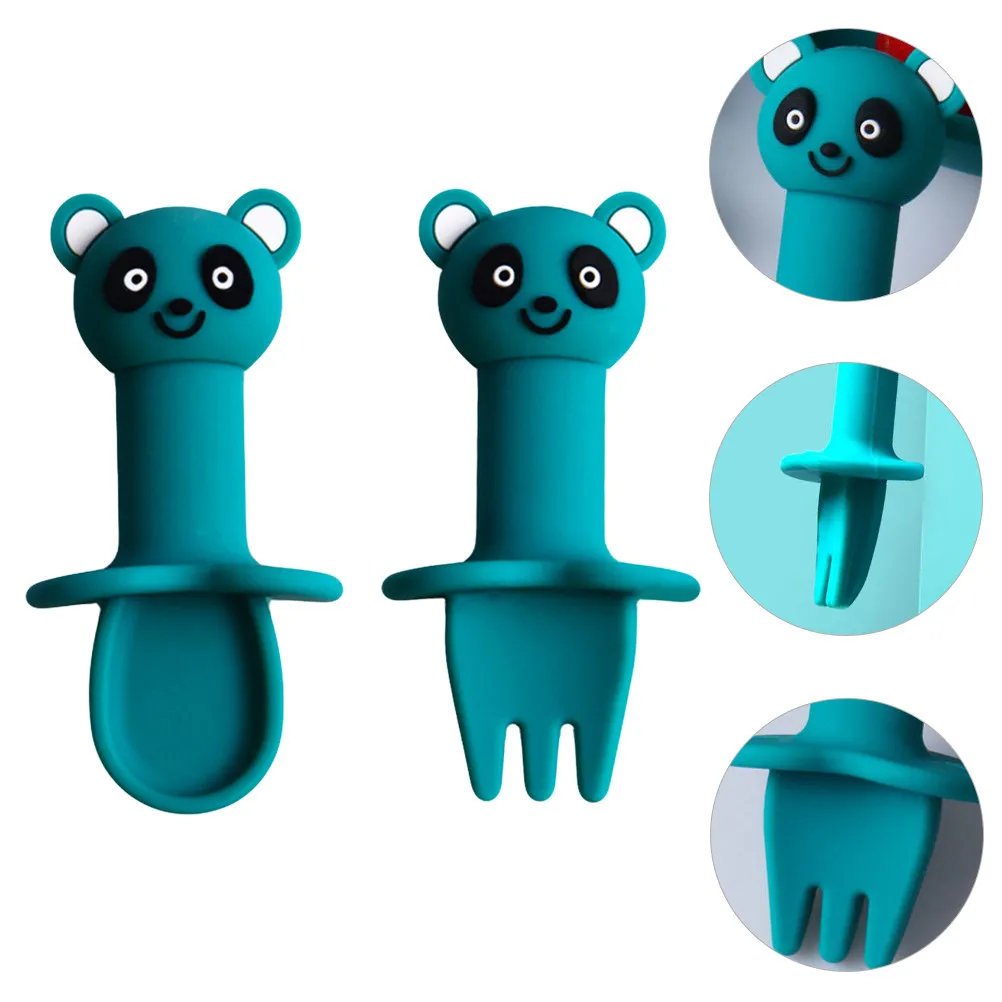 

Silicone Spoon Fork Toddler Utensil Baby Dinning Tableware Training Cutlery Set Smooth Edge Easy Clean Durability Safe Material