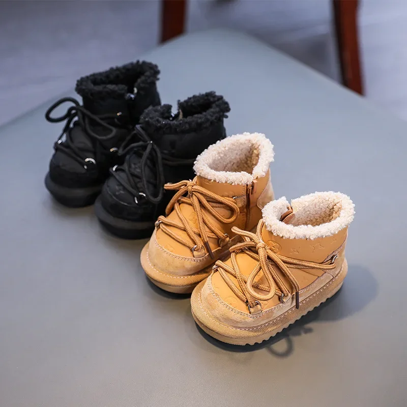 2024 New Winter Baby Boots Warm Plush Rubber Sole Toddler Kids Sneakers Infant Shoes Fashion Little Boys Girls Snow Boots