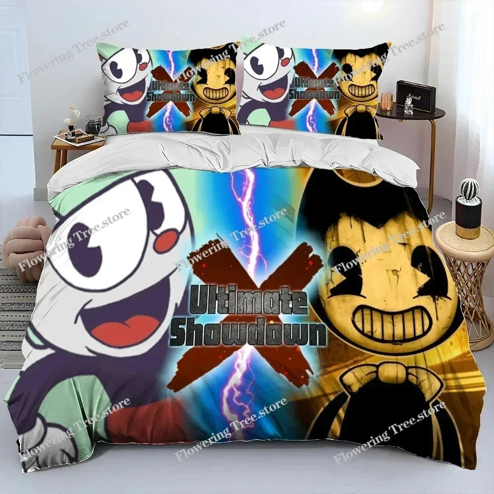 

3D Print Game Cuphead Mugman Bedding Set Duvet Cover Bed Set Quilt Cover Pillowcase Comforter king Queen Size Boys Adult029